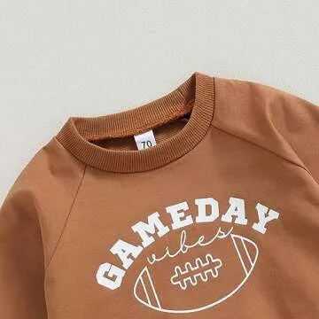 LIOMENGZI Toddler Boy Clothes Toddler Girl Fall Winter Outfit Long Sleeve Sweatshirt Top Jogger Pants Cute 2Pcs Set 0-3T (Brown Football, 18-24 Months)