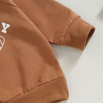 LIOMENGZI Toddler Boy Clothes Toddler Girl Fall Winter Outfit Long Sleeve Sweatshirt Top Jogger Pants Cute 2Pcs Set 0-3T (Brown Football, 18-24 Months)