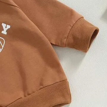 LIOMENGZI Toddler Boy Clothes Toddler Girl Fall Winter Outfit Long Sleeve Sweatshirt Top Jogger Pants Cute 2Pcs Set 0-3T (Brown Football, 18-24 Months)