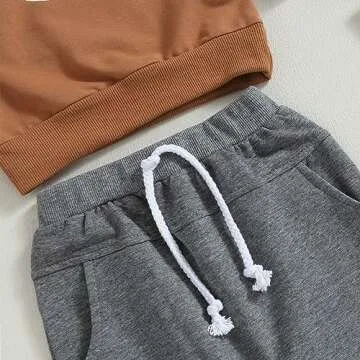 LIOMENGZI Toddler Boy Clothes Toddler Girl Fall Winter Outfit Long Sleeve Sweatshirt Top Jogger Pants Cute 2Pcs Set 0-3T (Brown Football, 18-24 Months)