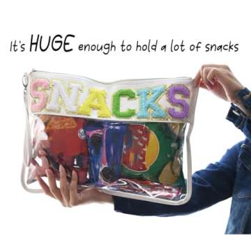 OVENKEI Preppy Stuff for Teen Girls Preppy Things Makeup Bag, Clear Snacks Bags with Wrist Strap