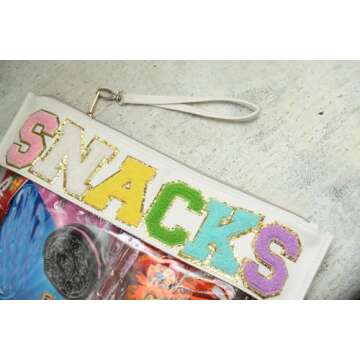 OVENKEI Preppy Stuff for Teen Girls Preppy Things Makeup Bag, Clear Snacks Bags with Wrist Strap