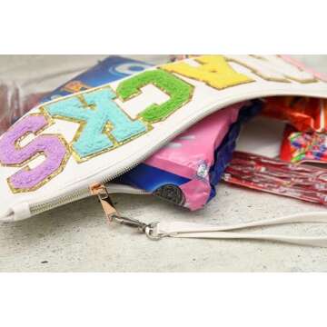 OVENKEI Preppy Stuff for Teen Girls Preppy Things Makeup Bag, Clear Snacks Bags with Wrist Strap