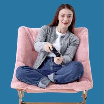 OAKHAM Comfy Folding Lounge Chair in Soft Faux Fur