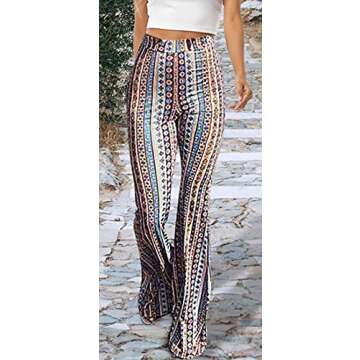 Boho High Waist Stretchy Bell Bottom Pants for Women