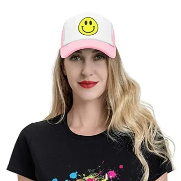 SeanAshby Yellow Smile Adjustable Trucker Cap for Women