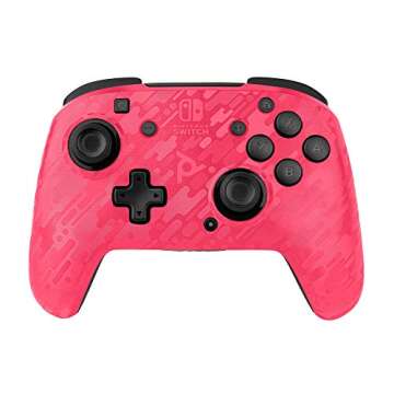 PDP Gaming Faceoff Deluxe Wireless Switch Pro Controller - Pink Camo / Camouflage - Officially Licen...