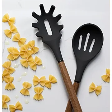 Country Kitchen Silicone Utensil Set with Wood Handles