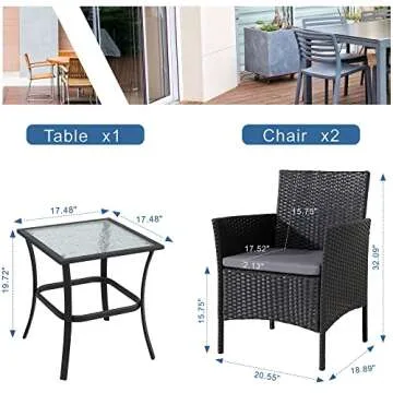 Shintenchi Outdoor Patio Furniture Set for Small Spaces