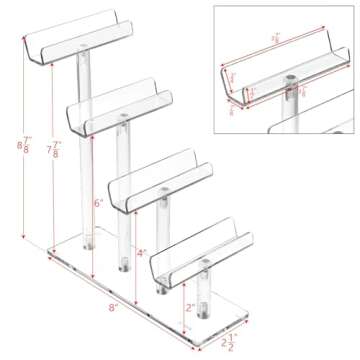 MOOCA 4 Tier Acrylic Eyeglasses Frame Stand, Sunglasses Rack, Sunglasses Stand Acrylic Eyewear Displ...