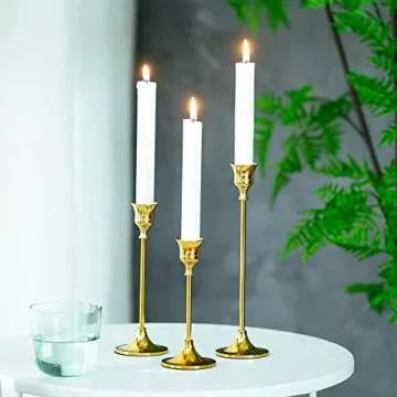 Romadedi Candlestick Holder Gold Set of 3: Decorative Candle Holders for Taper Candle for Home Wedding Decor