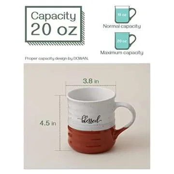 DOWAN 20 oz Large Coffee Mugs, Ceramic Mug Set with Word Blessed Grateful, Big Tea Cup for Office & Home, Thank You Gift for Women Men Mom Dad Christian, 2 Pcs