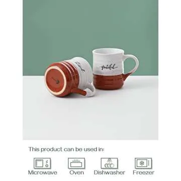 DOWAN 20 oz Large Coffee Mugs, Ceramic Mug Set with Word Blessed Grateful, Big Tea Cup for Office & Home, Thank You Gift for Women Men Mom Dad Christian, 2 Pcs