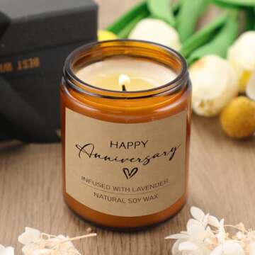 Happy Anniversary Candle Gifts, Valentines Day Gift for Couple Anniversary, Romantic Gifts for Her, ...
