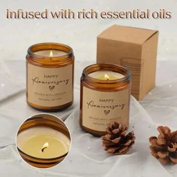 Happy Anniversary Candle Gifts for Couples - 7oz Lavender Soy Wax