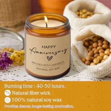 Happy Anniversary Candle Gifts for Couples - 7oz Lavender Soy Wax