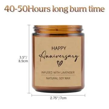 Happy Anniversary Candle Gifts for Couples - 7oz Lavender Soy Wax