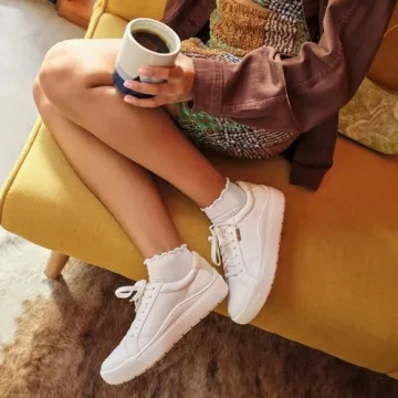 Dr. Scholl's Women's White Slip On Platform Sneakers