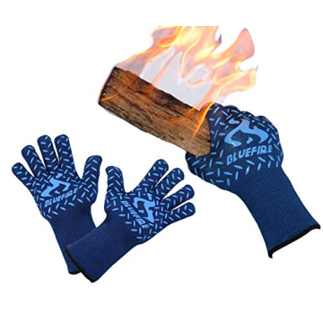 BlueFire Gloves BBQ Grill Firepit Oven Mitts Highest Heat Resistance EN407 Lab Certified (X-Large, B...
