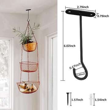 sucenance Ceiling Hooks for Hanging Plants,6" Hanging Plant Hooks,Wall Hooks for Plants,Wall Mount H...