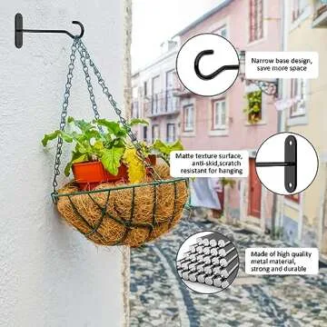 sucenance Ceiling Hooks for Hanging Plants,6" Hanging Plant Hooks,Wall Hooks for Plants,Wall Mount Hangers for Basket,Bird Feeders,Lights,Planters,Lanterns,Wind Chimes,Indoor&Outdoor Decoration Black