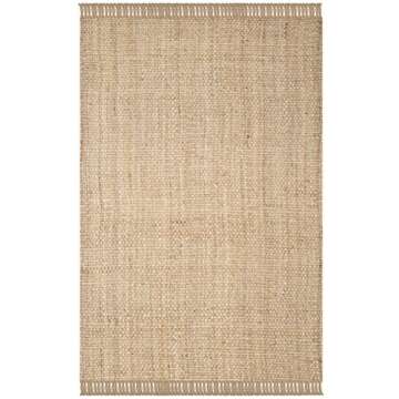 SAFAVIEH Natural Fiber Collection Area Rug - 5' x 8', Natural, Handmade Tassel Jute, Ideal for High Traffic Areas in Living Room, Bedroom (NF467A)