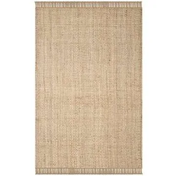 SAFAVIEH Natural Fiber Collection Area Rug - 5' x 8', Natural, Handmade Tassel Jute, Ideal for High Traffic Areas in Living Room, Bedroom (NF467A)