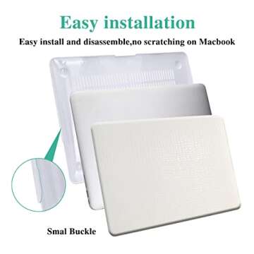 DTangLsm Compatible with MacBook Air 13 inch Case (Models: A1369 A1466, Older Version 2010-2017 Release) Crocodile Leather Hard Shell Snap On Case & Keyboard Cover for MacBook Air 13, White