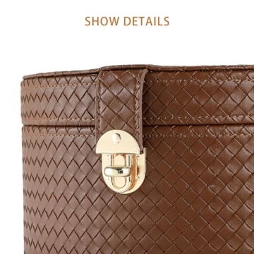 ELPMD Leather Decorative Boxes Set Stylish Round Storage Bins