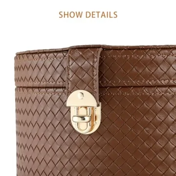 ELPMD Leather Decorative Boxes Set Stylish Round Storage Bins