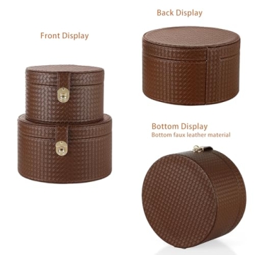 ELPMD Leather Decorative Boxes Set Stylish Round Storage Bins