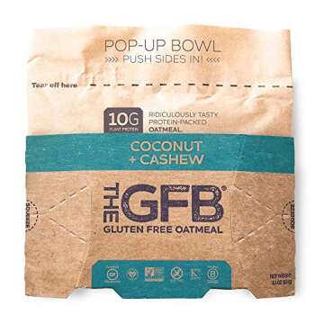 The Gluten Free Brothers, Protein Oatmeal Cup (Pop-up), Coconut + Cashew, 2 Ounce (Pack of 6), Gluten Free, Non GMO