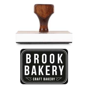 Personalized Rubber Hand Stamp, Wood Handle with Custom Logo | Multiple Size Options Available | Upl...