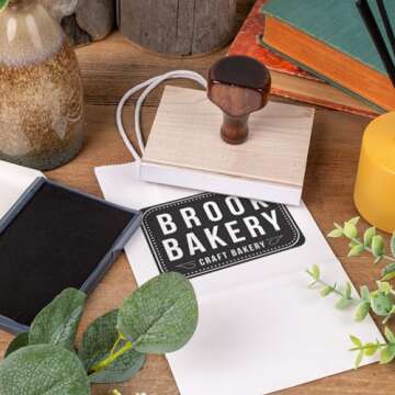 Personalized Rubber Hand Stamp, Wood Handle with Custom Logo | Multiple Size Options Available | Upload Your Own Logo (3"x4")