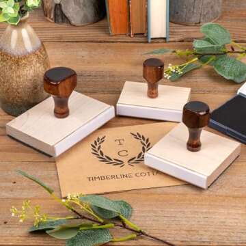 Personalized Rubber Hand Stamp, Wood Handle with Custom Logo | Multiple Size Options Available | Upload Your Own Logo (3"x4")