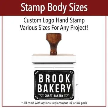 Personalized Rubber Hand Stamp, Wood Handle with Custom Logo | Multiple Size Options Available | Upload Your Own Logo (3"x4")