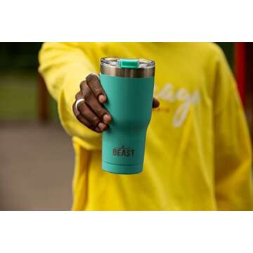 Beast 20 oz Tumbler Stainless Steel Vacuum Insulated Coffee Ice Cup Double Wall Travel Flask (Aquamarine Blue)