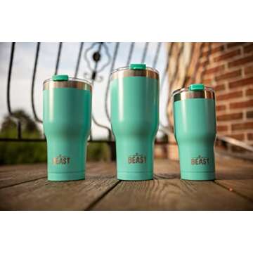 Beast 20 oz Tumbler Stainless Steel Vacuum Insulated Coffee Ice Cup Double Wall Travel Flask (Aquamarine Blue)