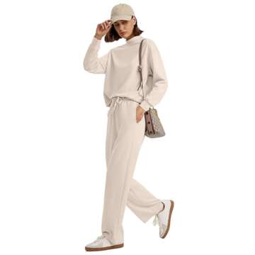 WIHOLL Women's Mock Neck Loungewear Tracksuit Set