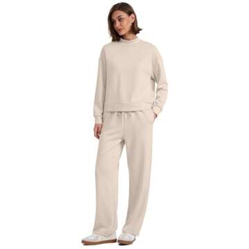 WIHOLL Women's Mock Neck Loungewear Tracksuit Set