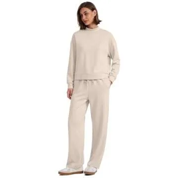 WIHOLL Women's Mock Neck Loungewear Tracksuit Set