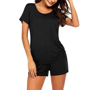 Ekouaer Maternity Sleepwear Nursing Pajamas for Hospital Nursing Pj Sets for Women Breastfeeding Post Pregnancy Clothes Black L