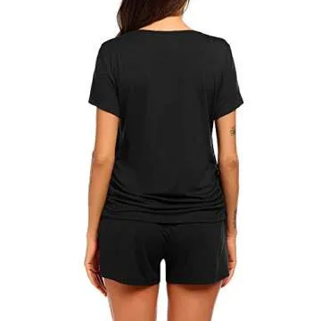 Ekouaer Maternity Sleepwear Nursing Pajamas for Hospital Nursing Pj Sets for Women Breastfeeding Post Pregnancy Clothes Black L