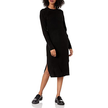 The Drop Women's Renata Rib Slounge Midi Dress, Black, L