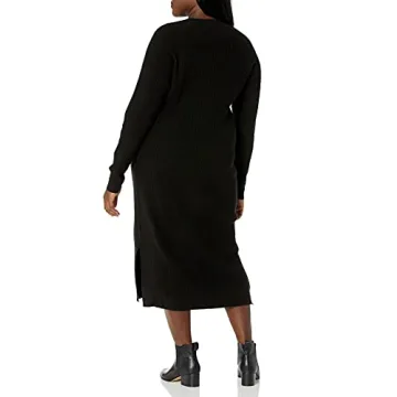 The Drop Women's Renata Rib Slounge Midi Dress, Black, L