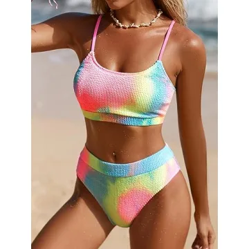 CUPSHE Women’s Bikini Set Adjustable High-Waisted Swimwear