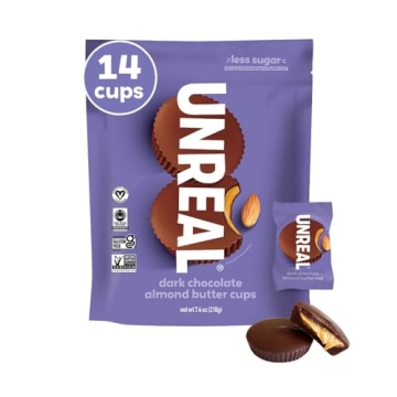 UNREAL Dark Chocolate Almond Butter Cups | 5g Sugar | Certified Vegan, Gluten Free, Fair Trade, Non-...