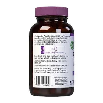 Bluebonnet Pantothenic Acid 500 mg - Energy Support Capsules