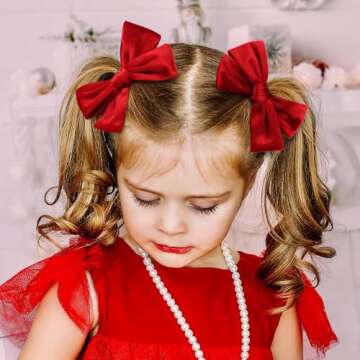 Velvet Hair Bows Alligator Clips for Girls Red Bow Clip for Hair Bowknot Alligator Barrettes Baby Girls Hair Accessories Red Bows Toddlers Kids