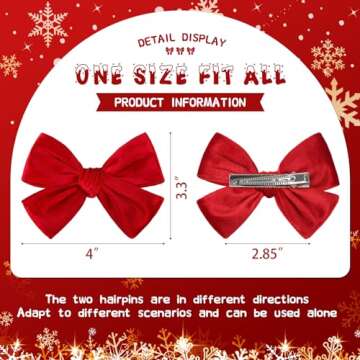 Velvet Hair Bows Alligator Clips for Girls Red Bow Clip for Hair Bowknot Alligator Barrettes Baby Girls Hair Accessories Red Bows Toddlers Kids